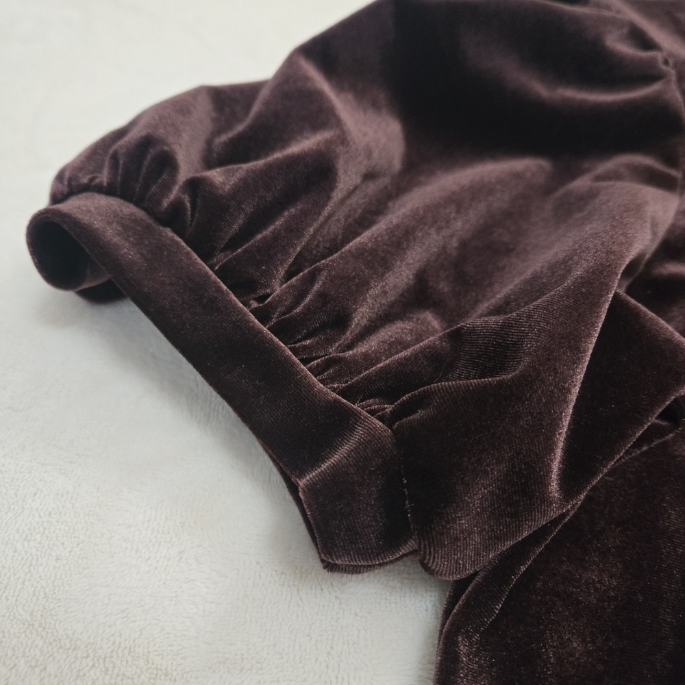 Maurices Brown Velvet Top Dark Fairy Whimsigoth Puff Sleeve Peasant Blouse XXL - Picture 5 of 10